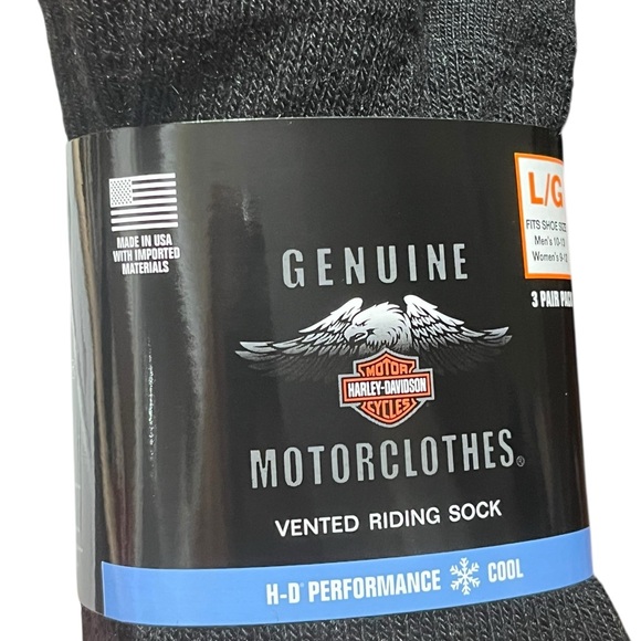 Harley-Davidson Black and Red  Socks, 2 Pairs, Size L, NWT - Picture 4 of 6
